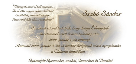 Gyászjelentés Minta