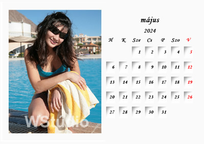 Névnap nélküli asztali naptár - minta oldal 2023 május