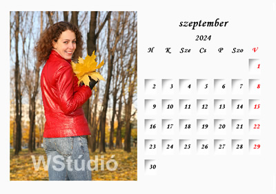 Névnap nélküli asztali naptár - minta oldal 2023 szeptember