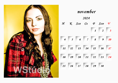 Névnap nélküli asztali naptár - minta oldal 2023 november
