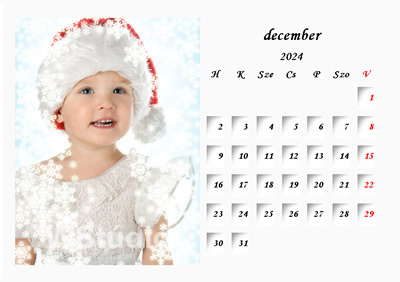 Névnap nélküli asztali naptár - minta oldal 2023 december